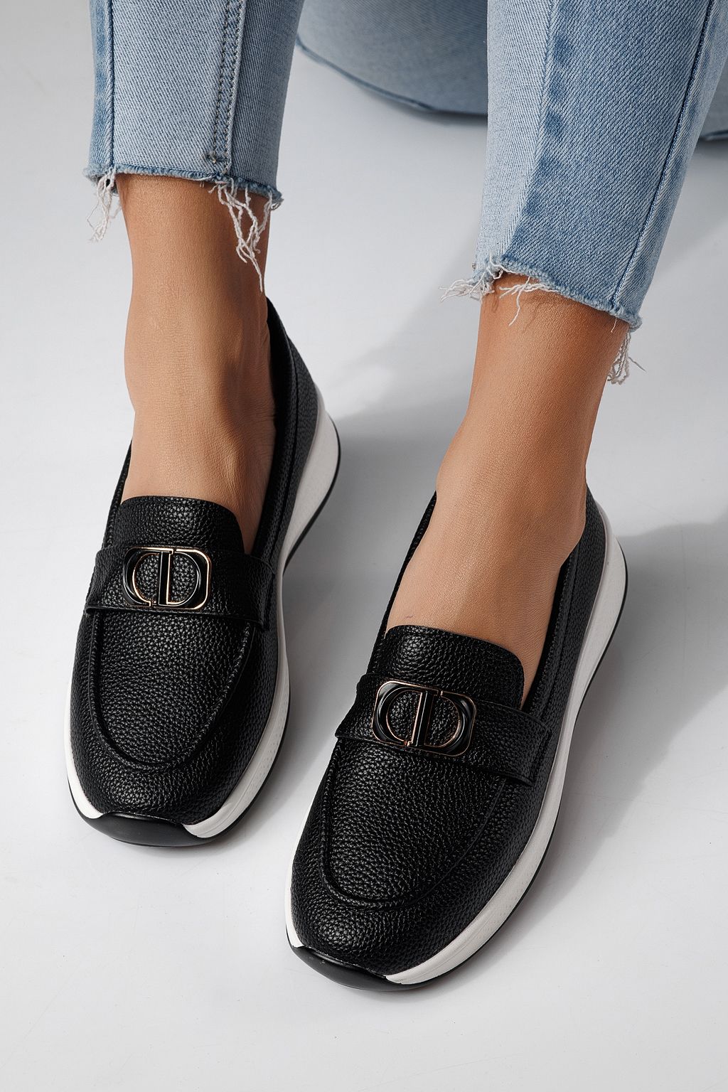 Pantofi casual dama negri din piele ecologica Rania #24273