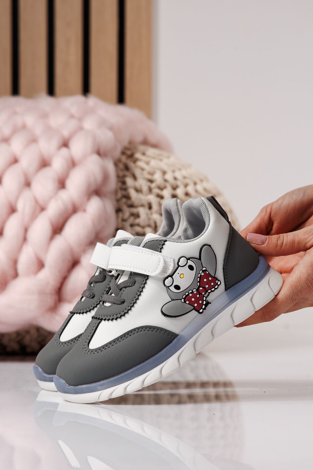 Gyerekcipők szürke öko bőrből készült Luna #24334