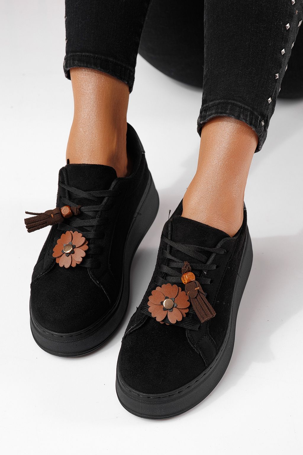 Női sportcipők fekete öko bőrből készült Aliss #24314