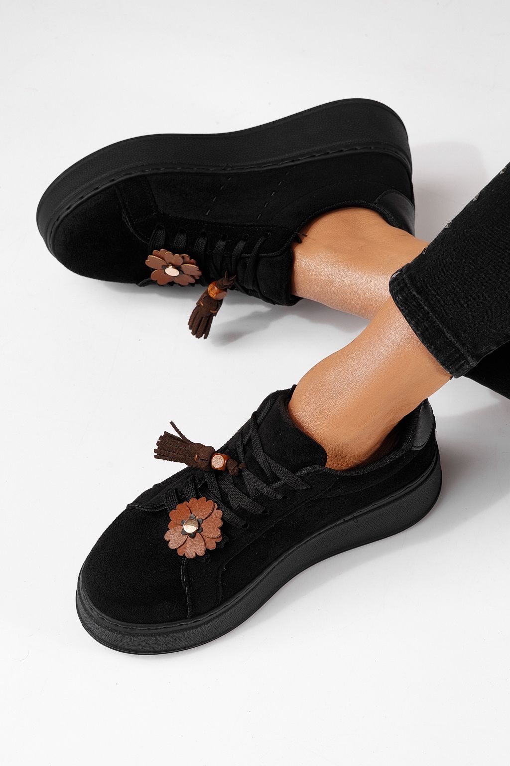 Női sportcipők fekete öko bőrből készült Aliss #24314