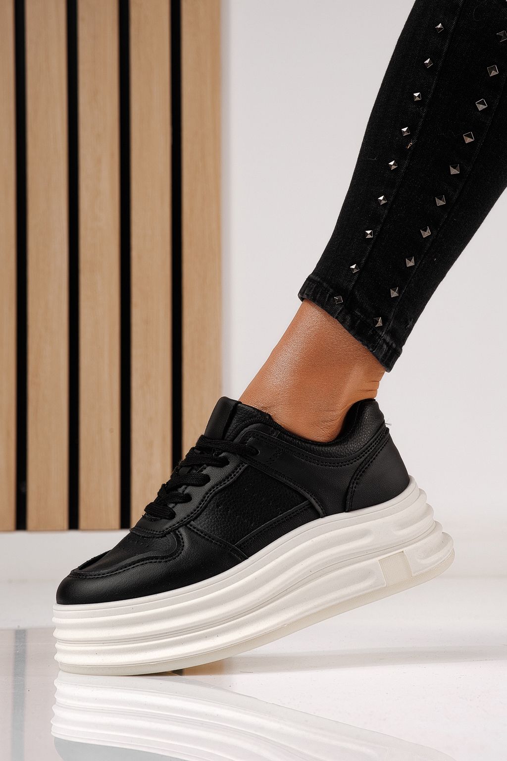 Adidasi dama negri din piele ecologica Adelina #24283