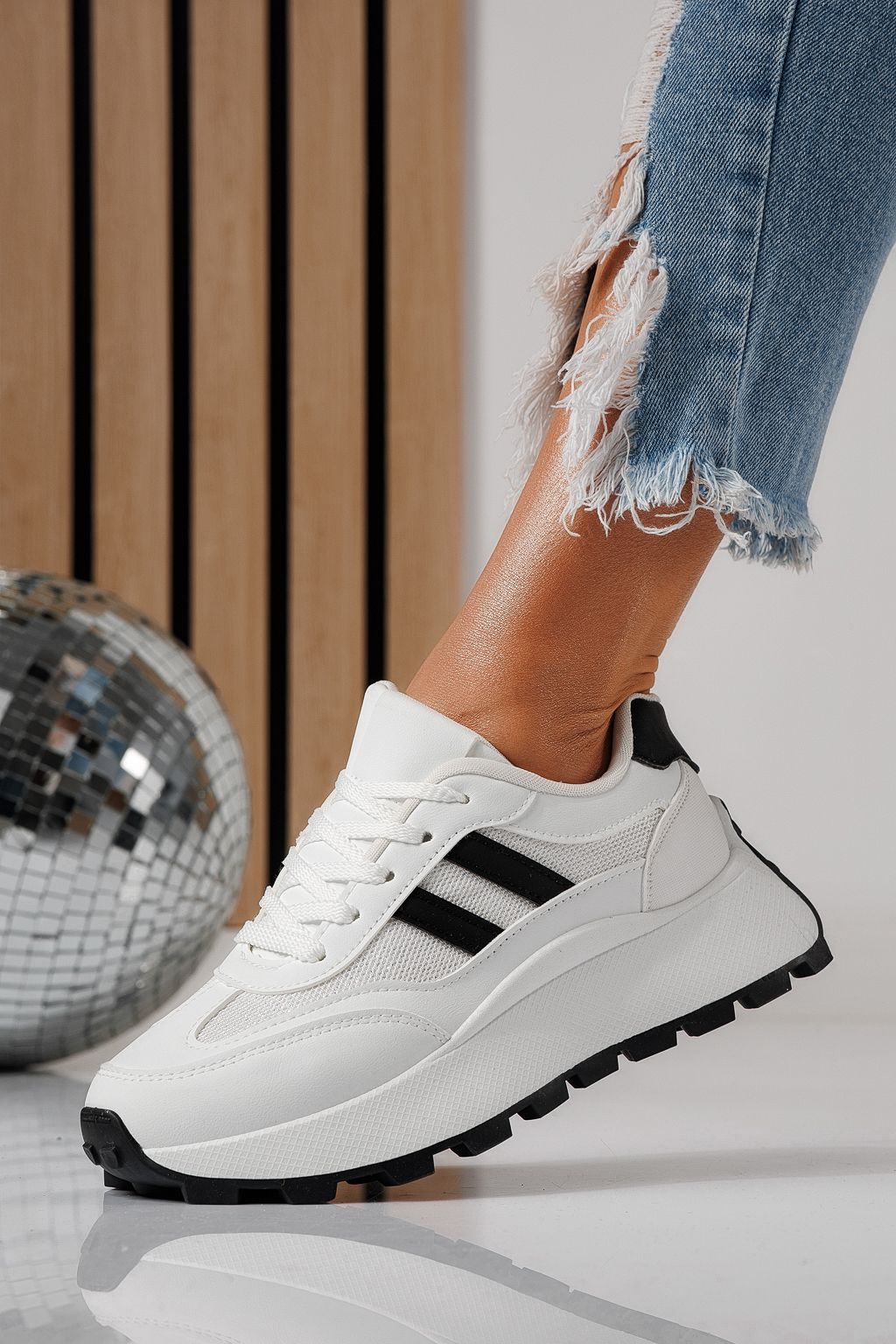 Női sportcipők fehér öko bőrből készült Mia #24317