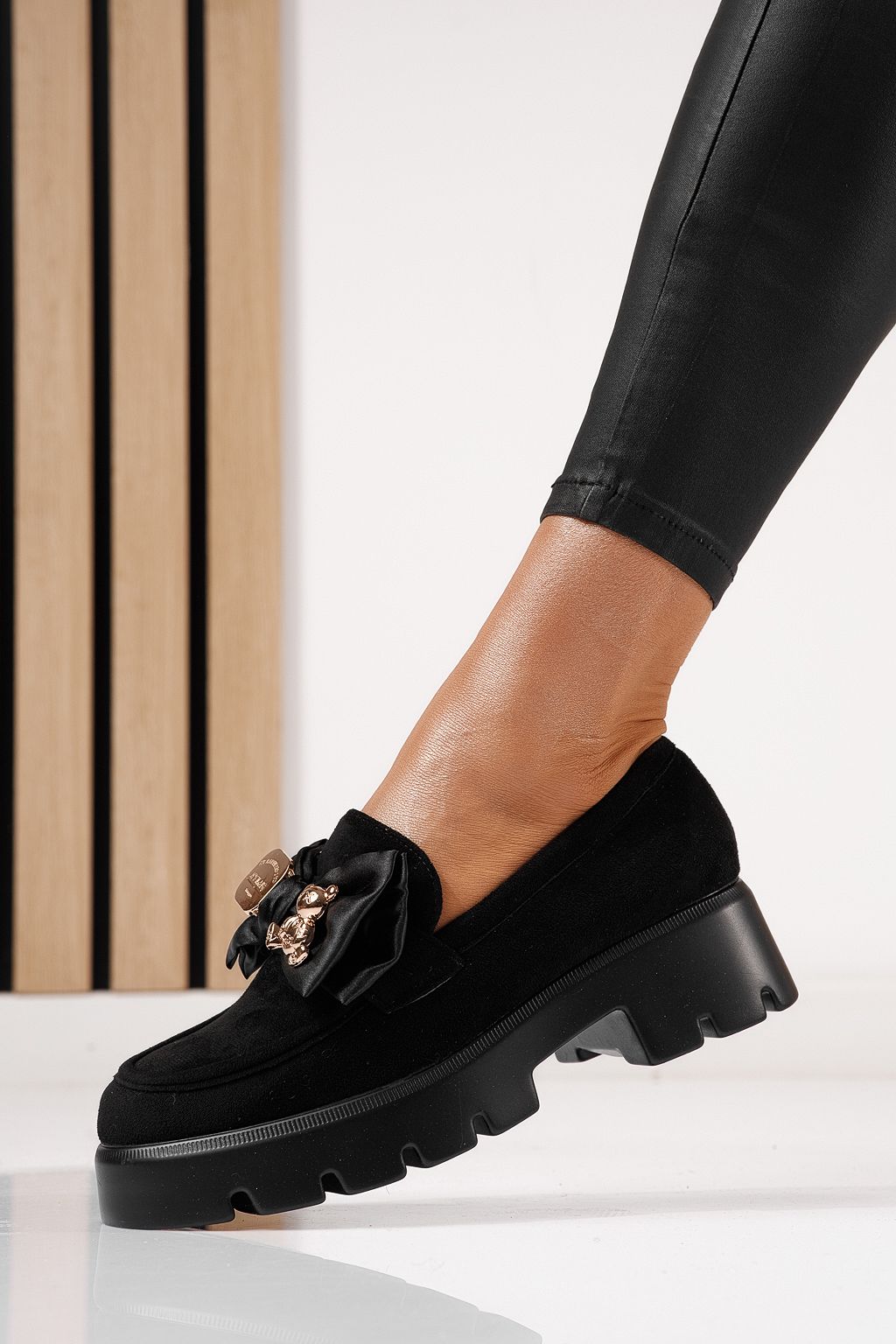 Női fekete alkalmi cipő ekológikus bőrből Natalia #24407