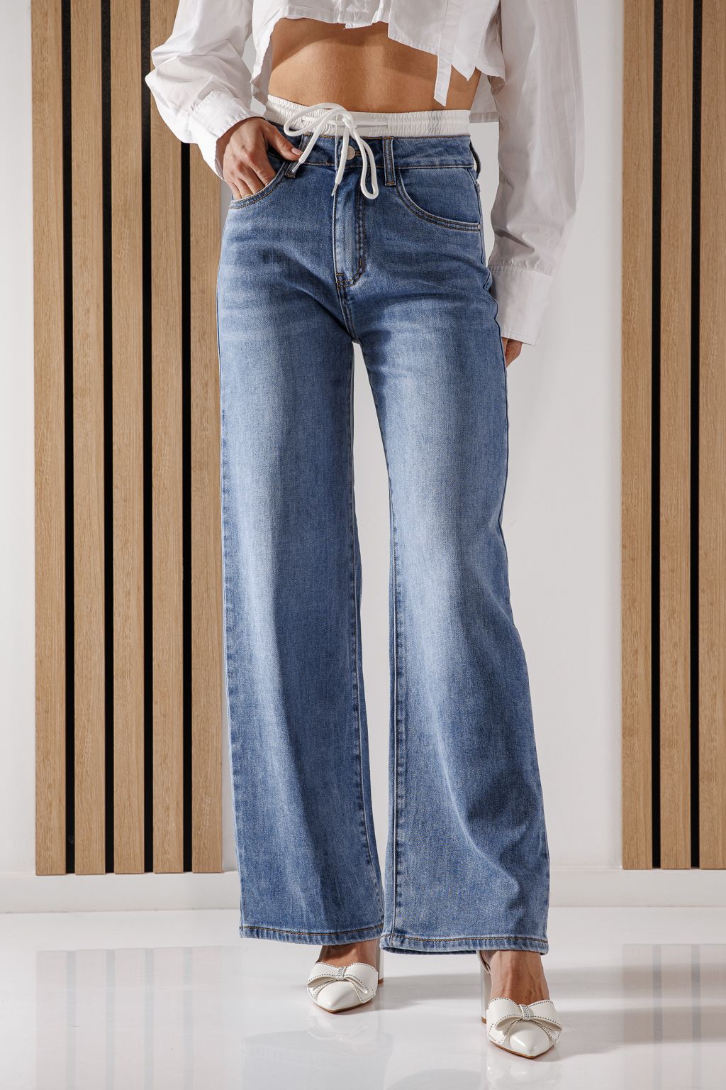 Női Wide Leg farmernadrág Ali kék #A1361