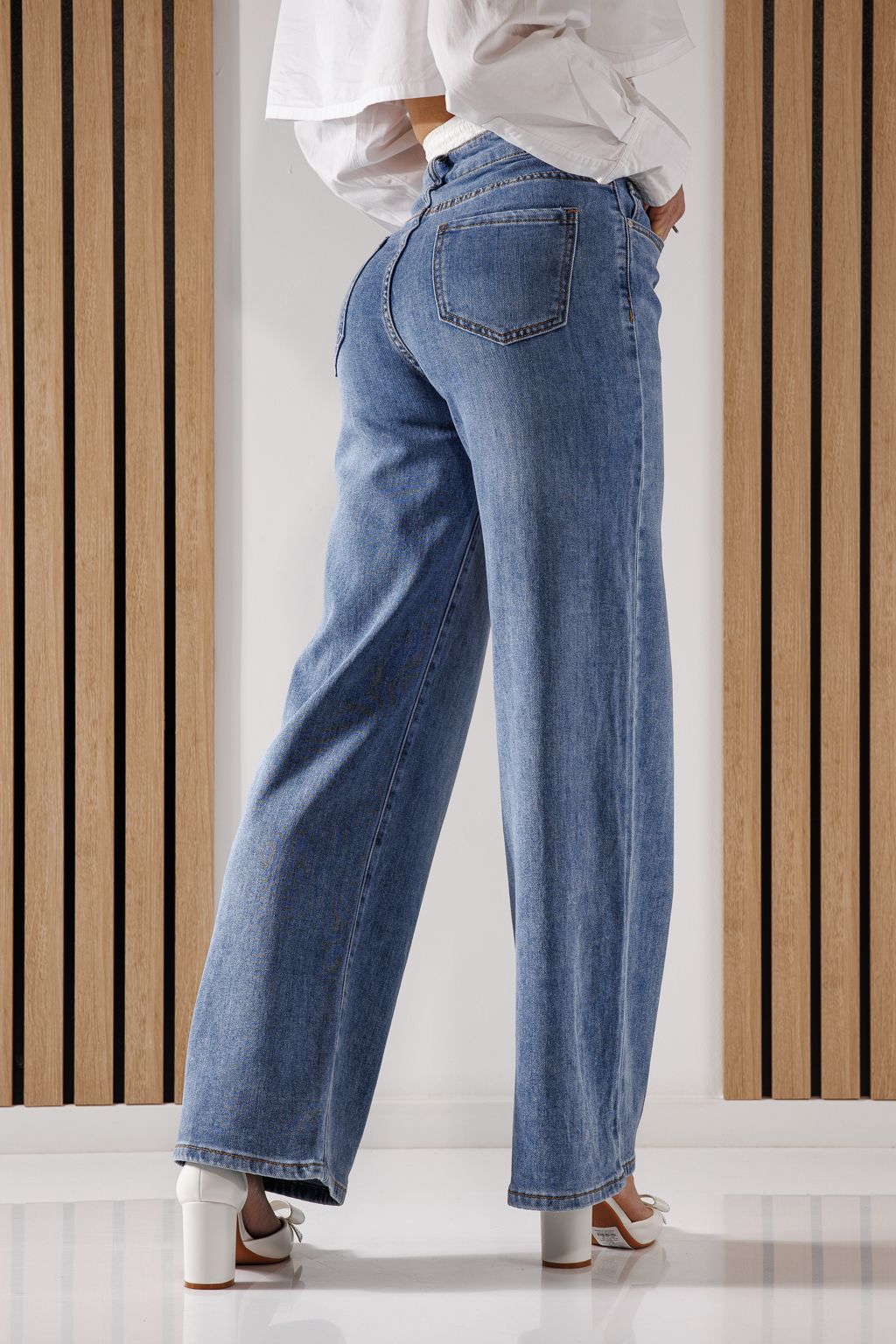 Női Wide Leg farmernadrág Ali kék #A1361