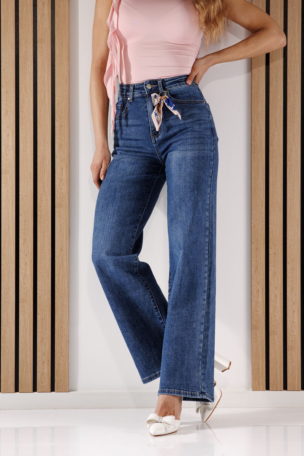 Női Wide Leg farmernadrág Aldina kék #A1343