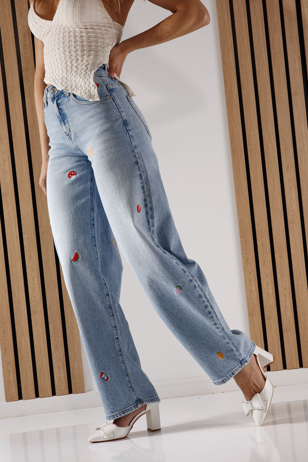 Női Wide Leg farmernadrág Briana kék #A1369