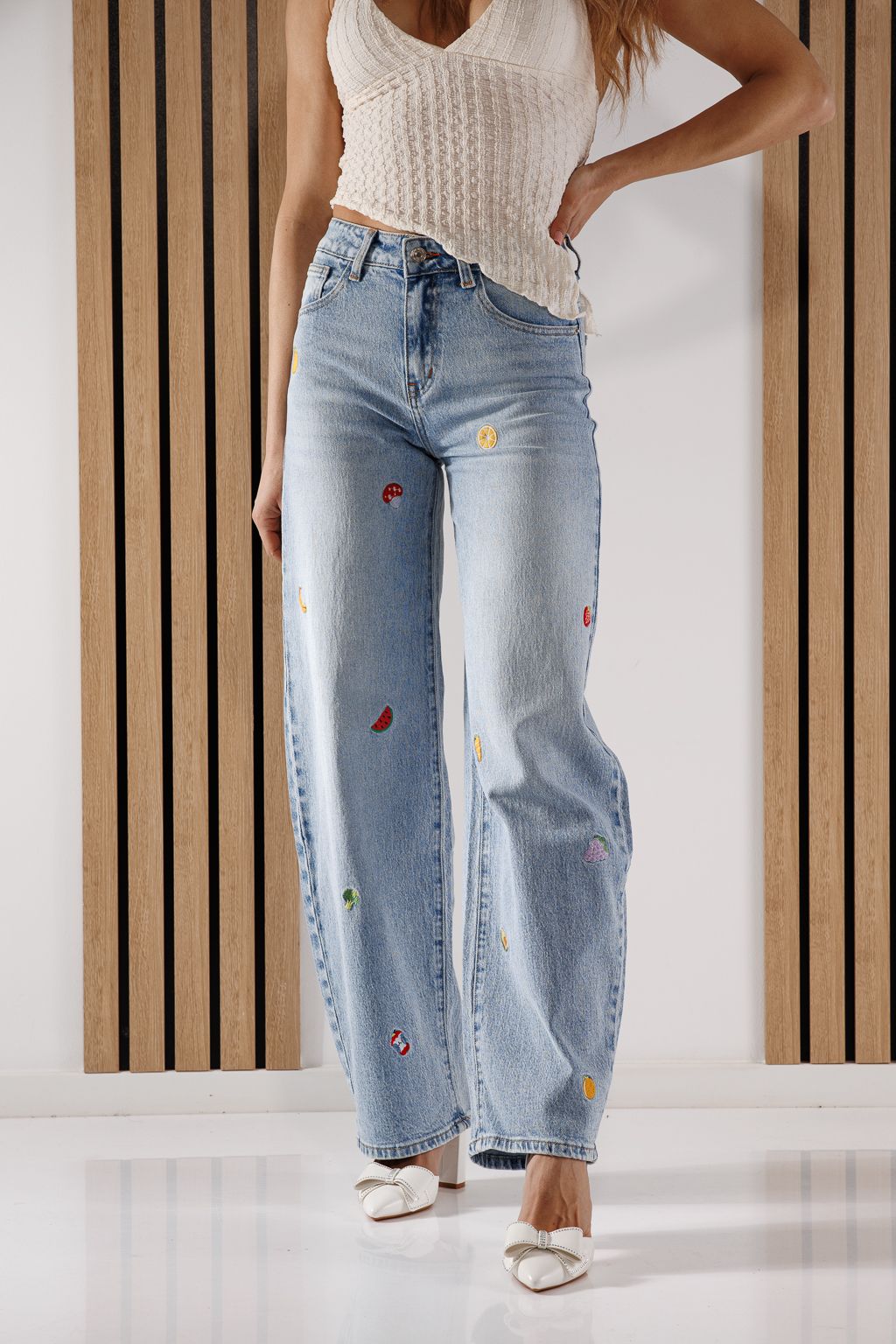 Női Wide Leg farmernadrág Briana kék #A1369