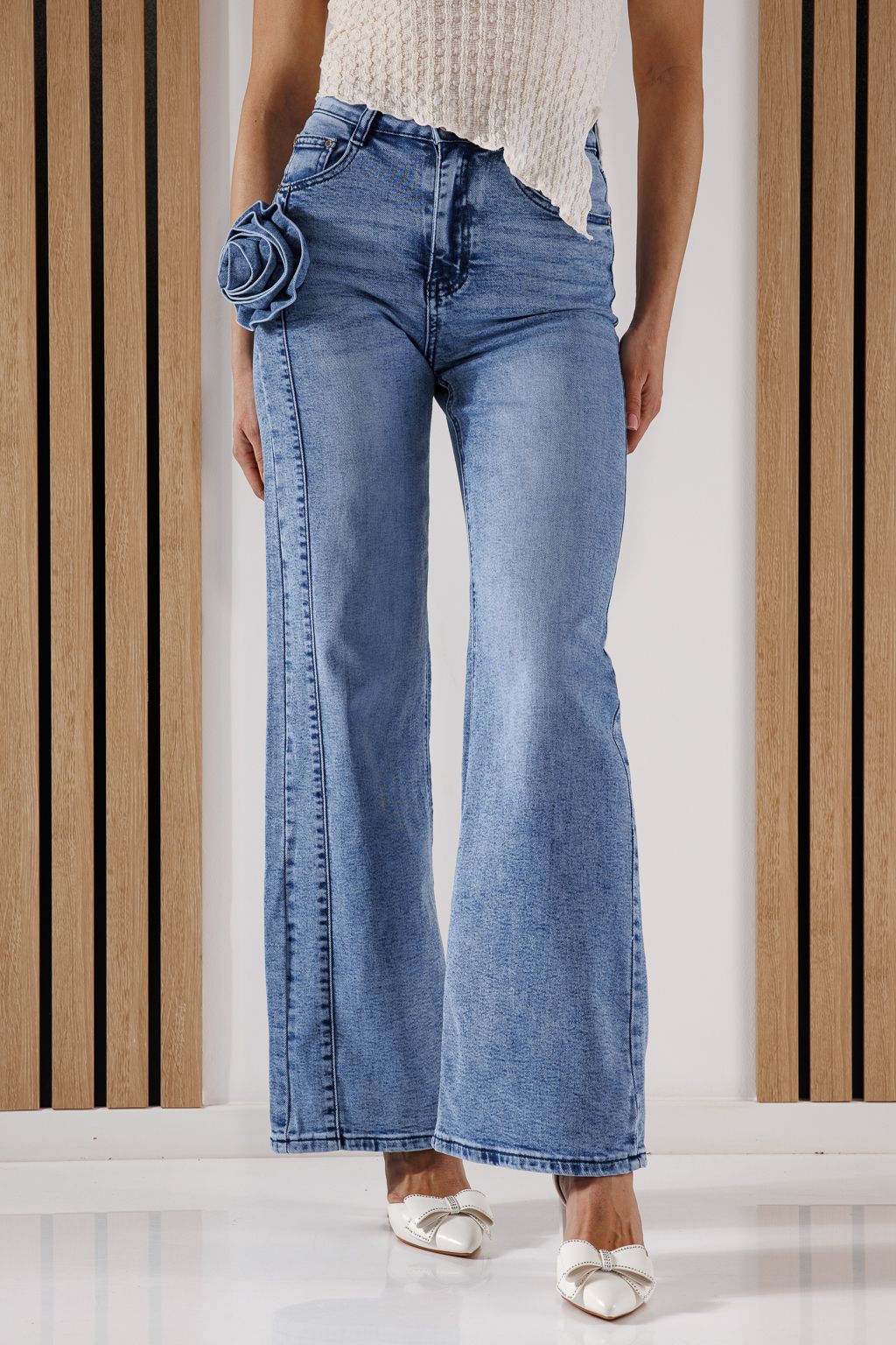 Női trapéz farmernadrág Brigitta kék #A1346