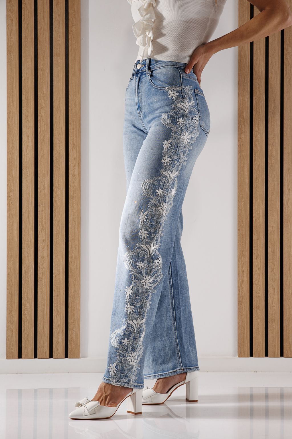 Női Wide Leg farmernadrág Kenya kék #A1354