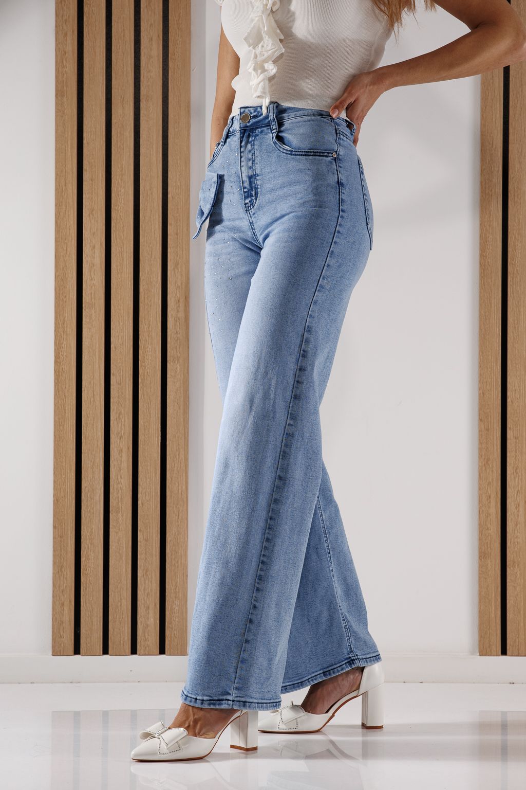 Női trapéz farmernadrág Amira kék #A1344