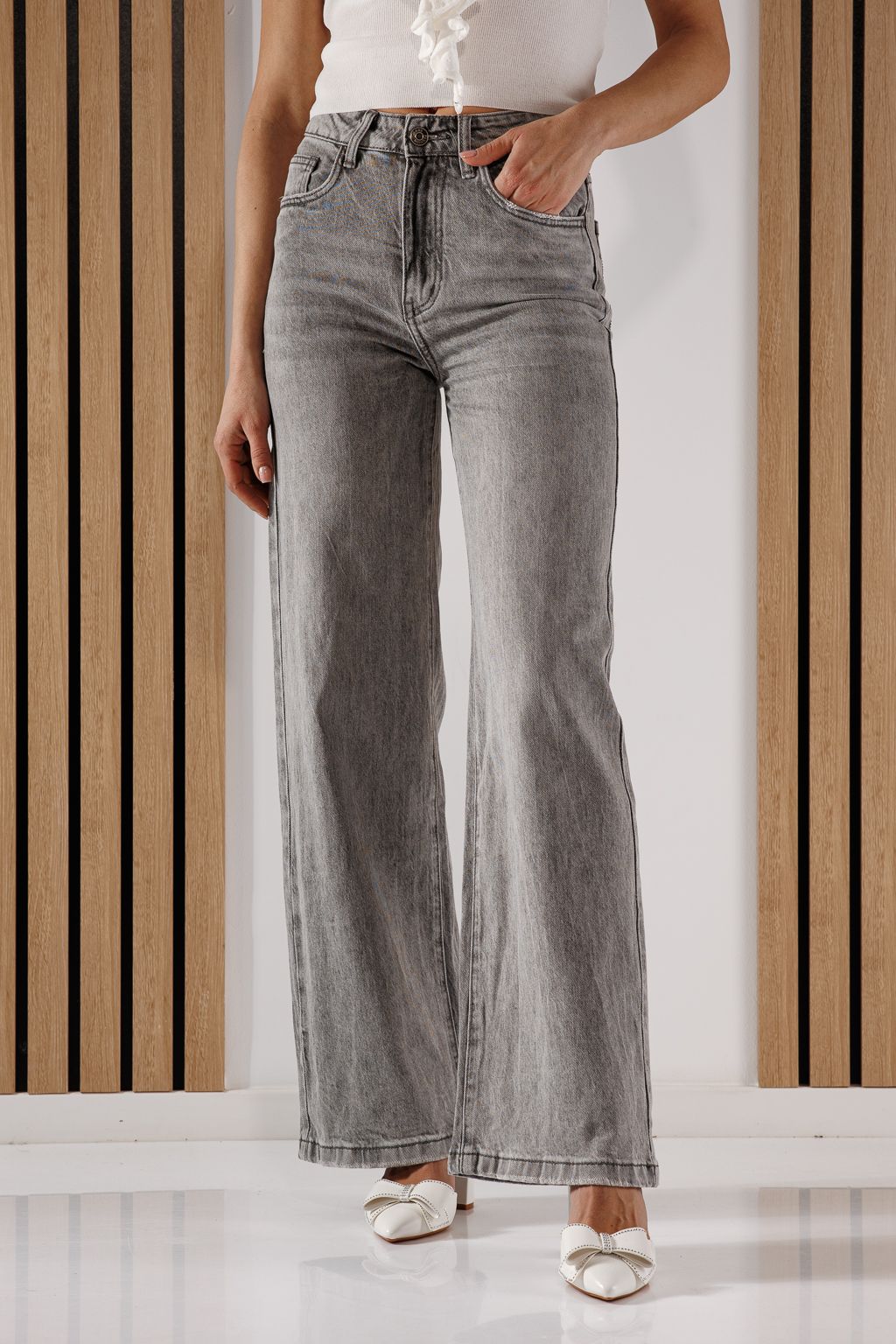 Női Wide Leg farmernadrág Maria szürke #A1348