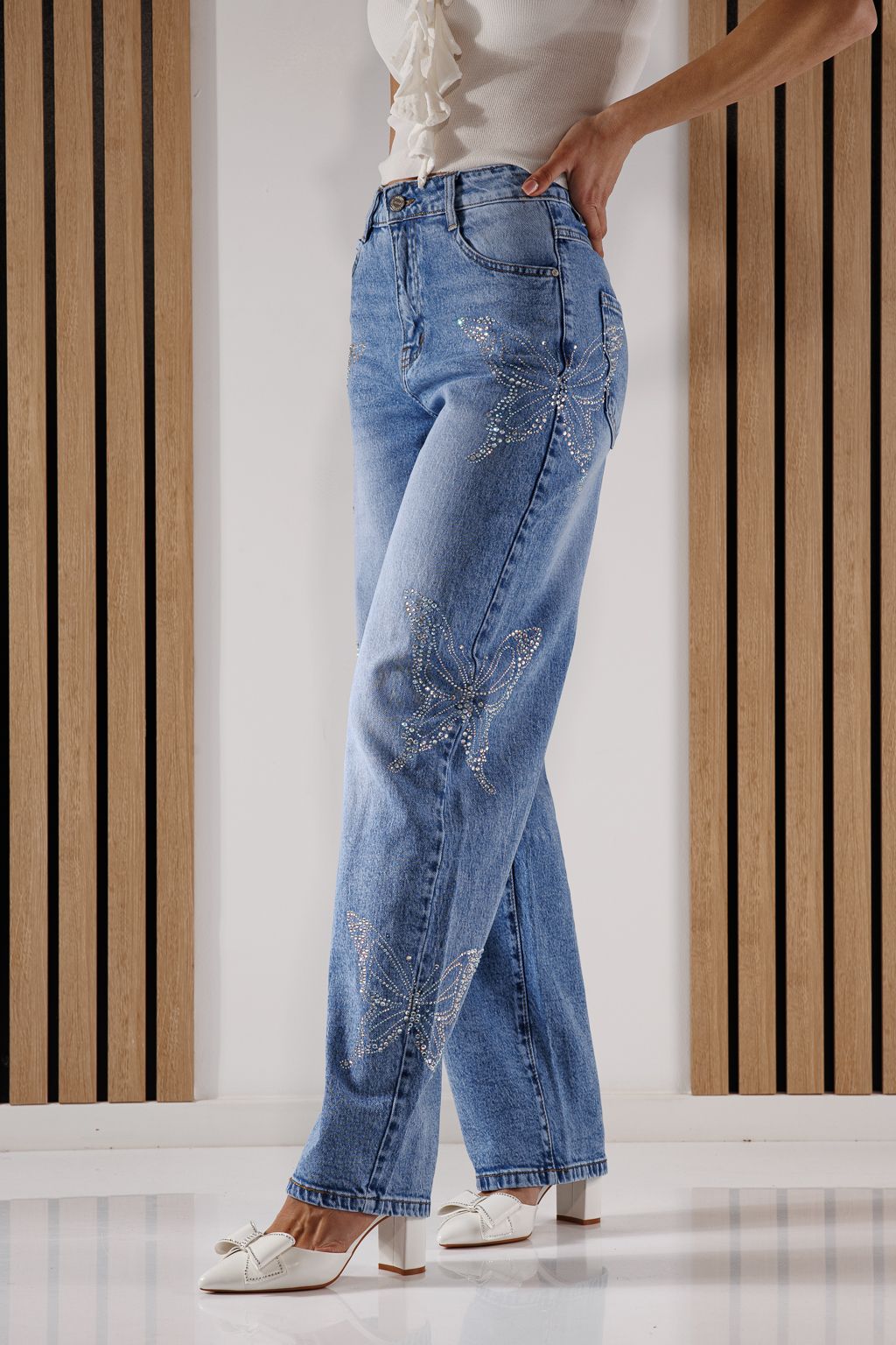 Női trapéz farmernadrág Isabel kék #A1349