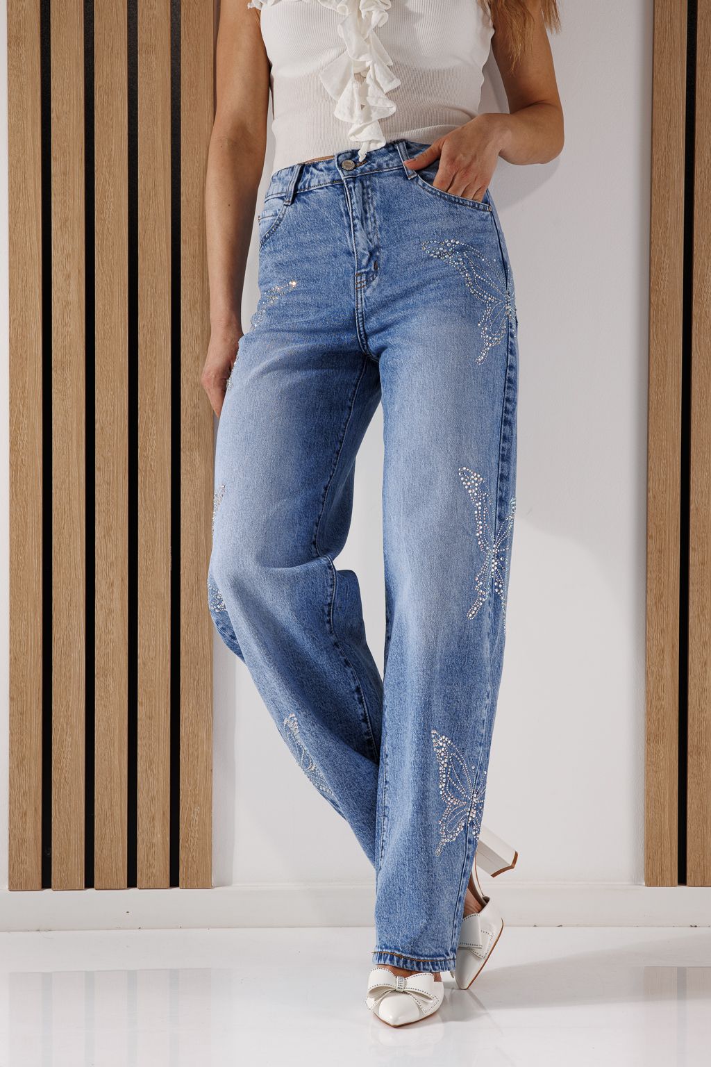 Női trapéz farmernadrág Isabel kék #A1349