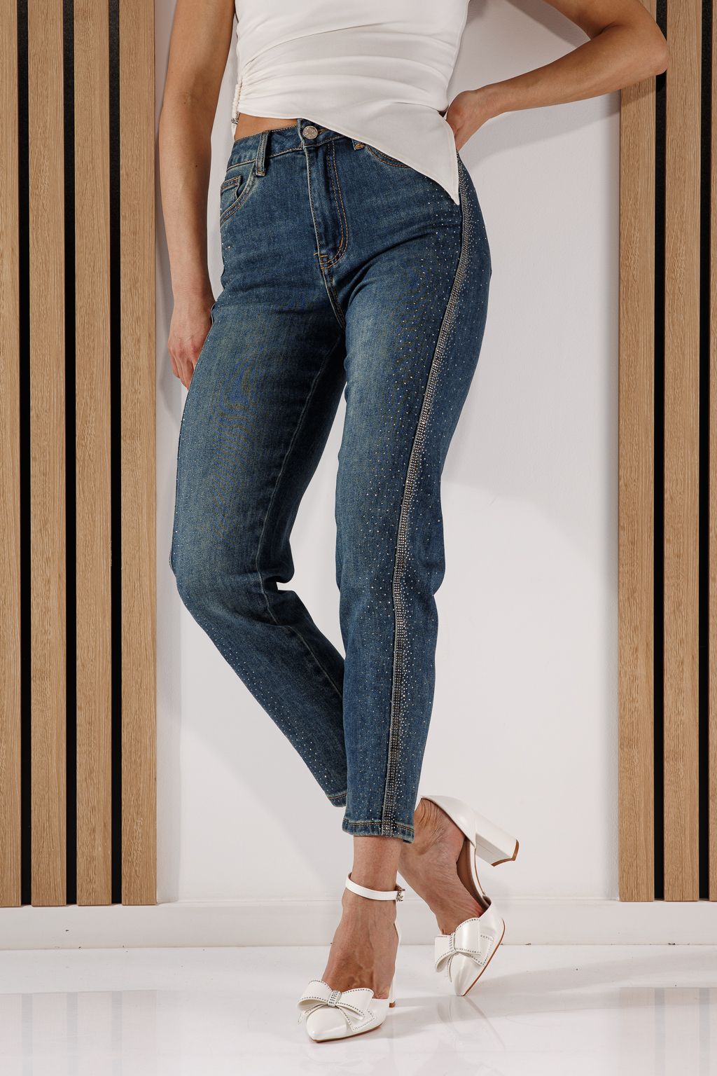 Női Baggy Fit farmernadrág Tina kék #A1364