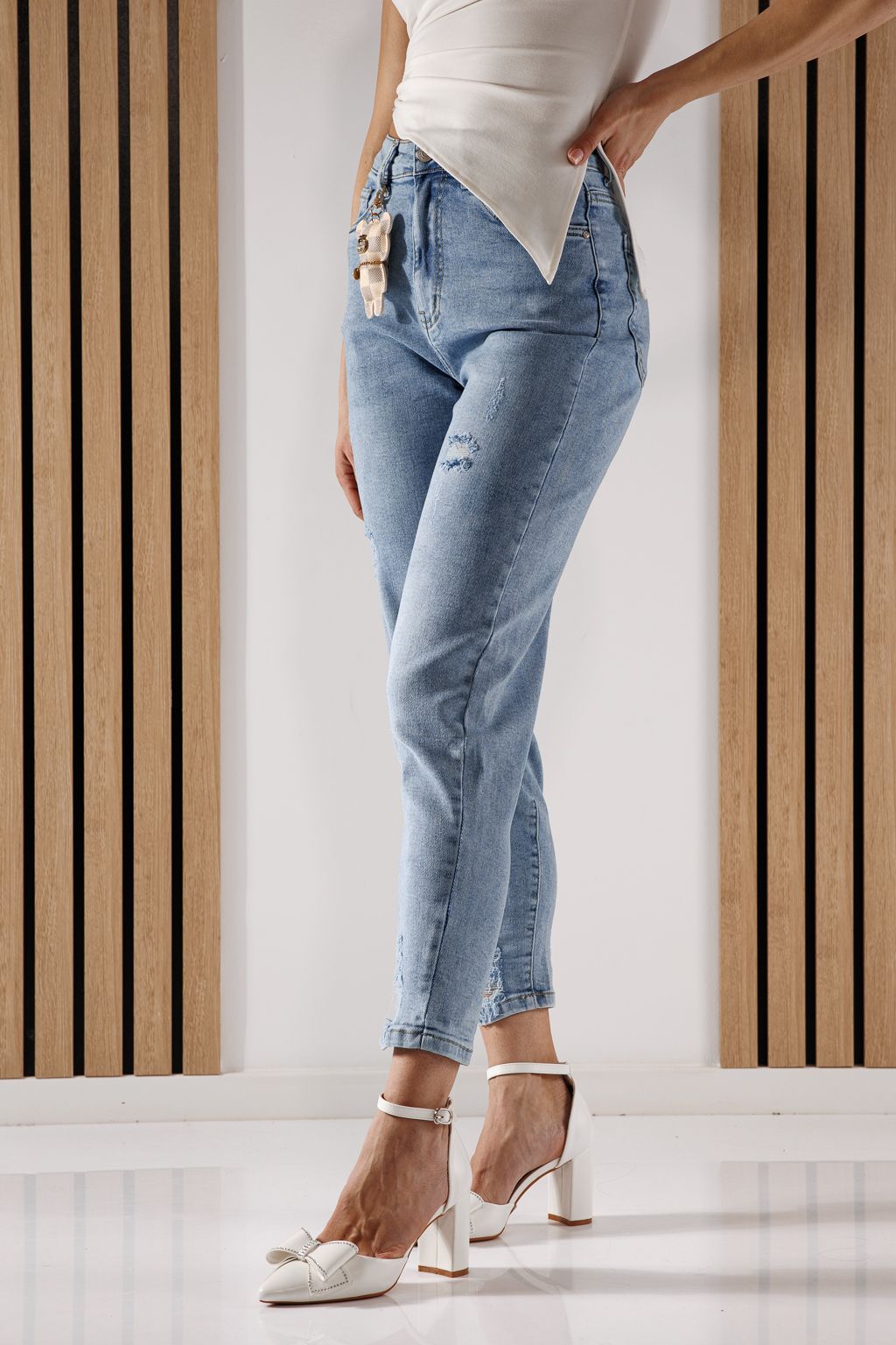 Női Baggy Fit farmernadrág Allana kék #A1366