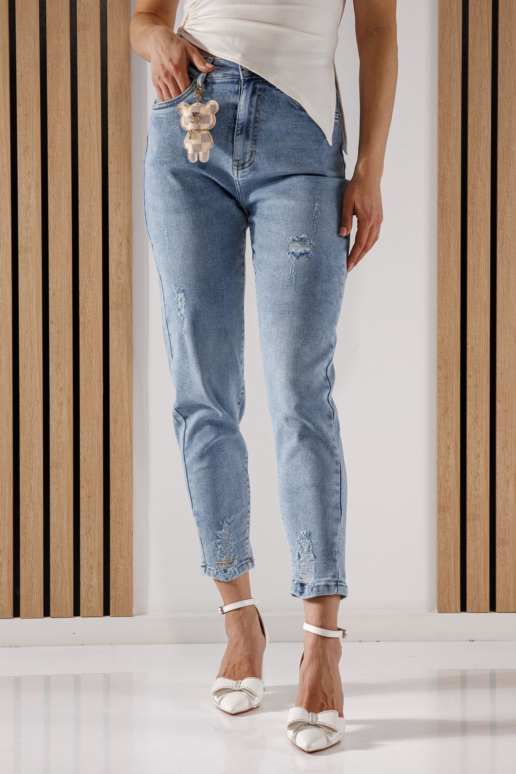 Női Baggy Fit farmernadrág Allana kék #A1366