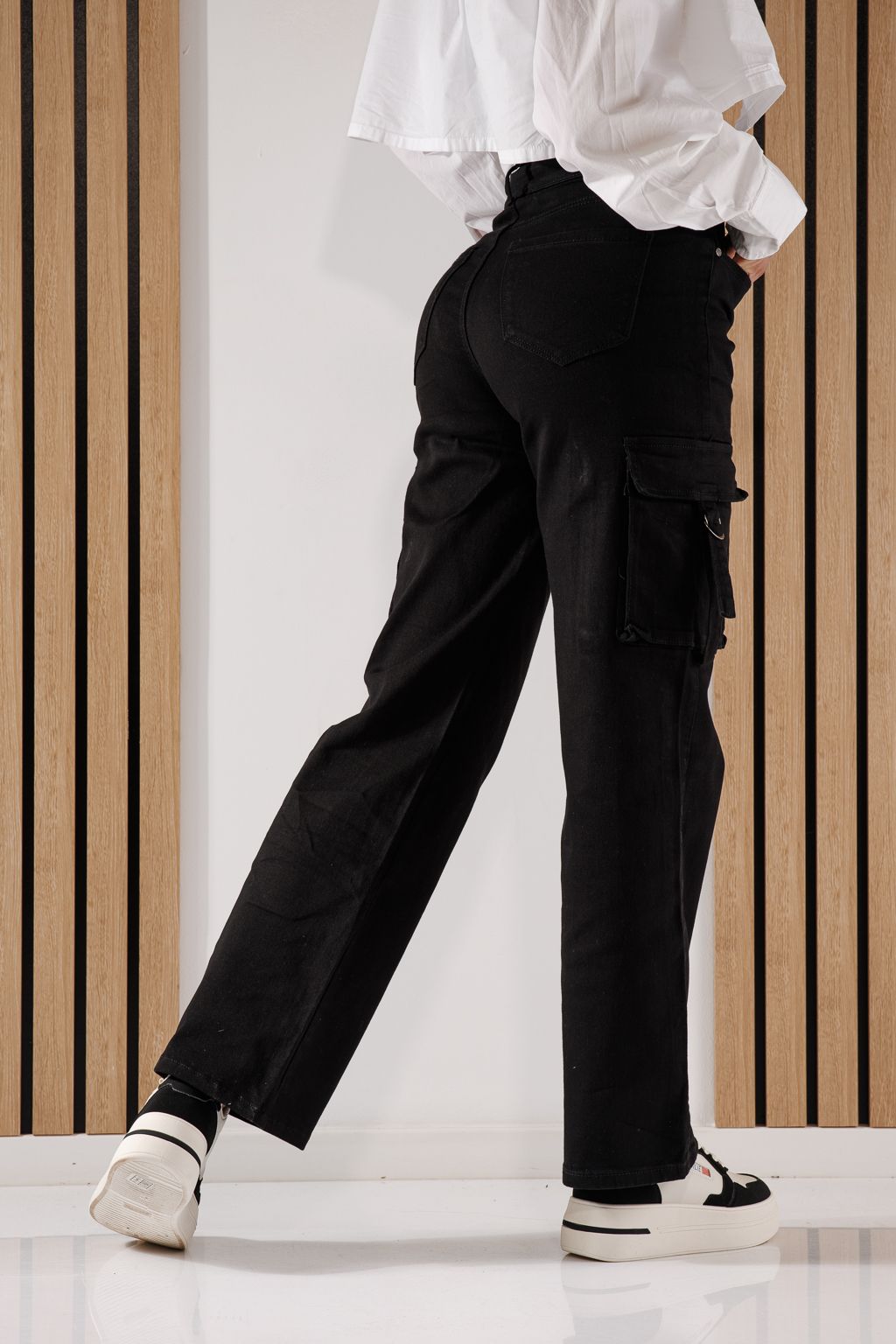 Rosa Fekete Női Cargo Tipusu Farmer #A630