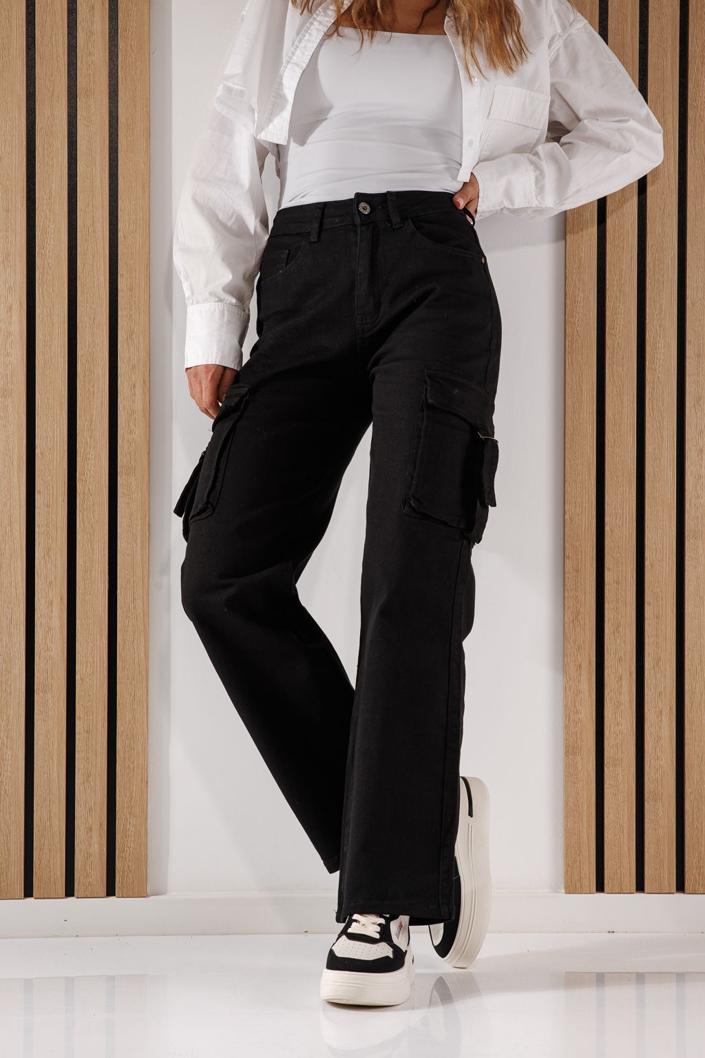 Rosa Fekete Női Cargo Tipusu Farmer #A630