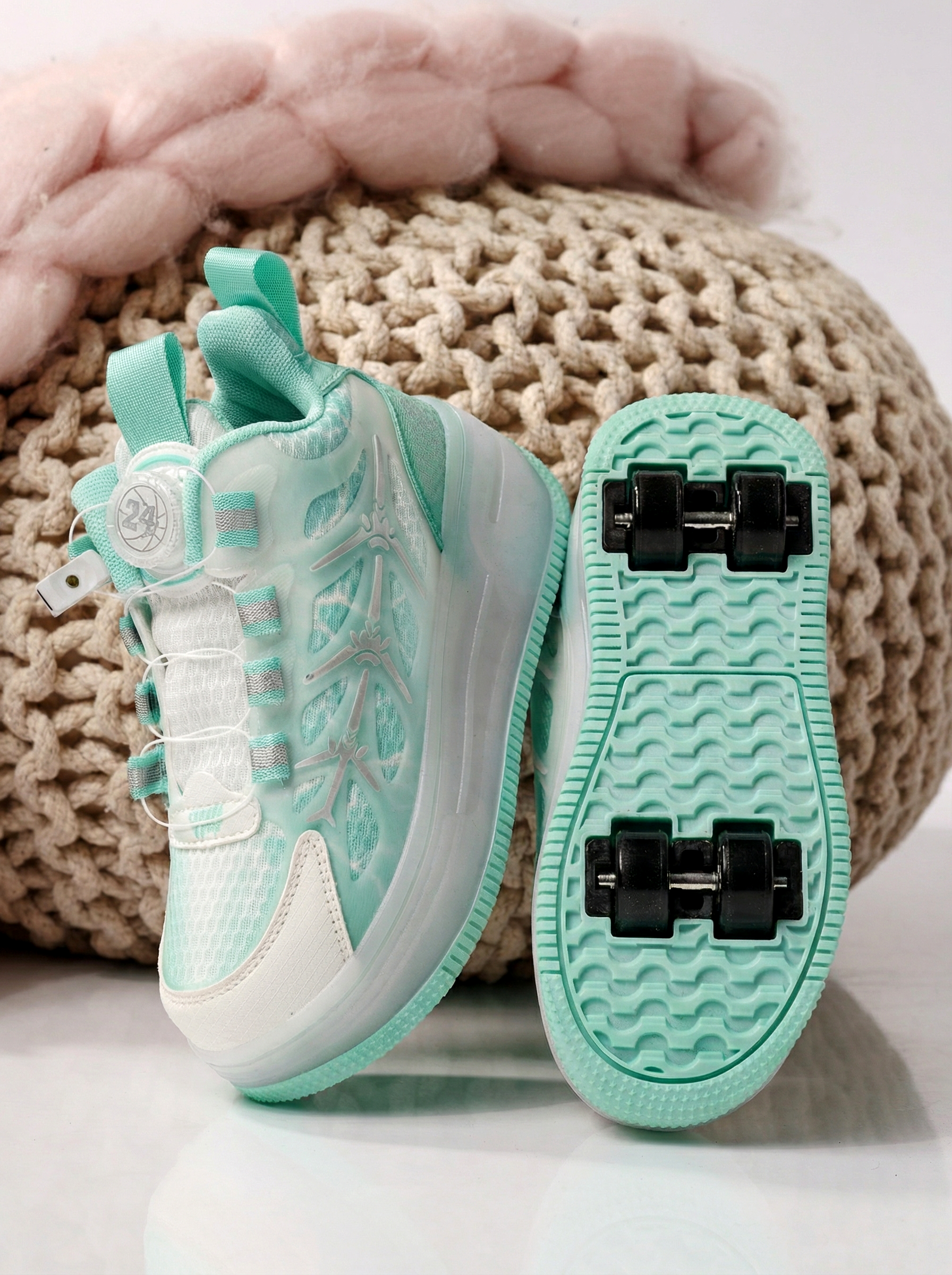 Zöld textil rollercipő Helys #24393