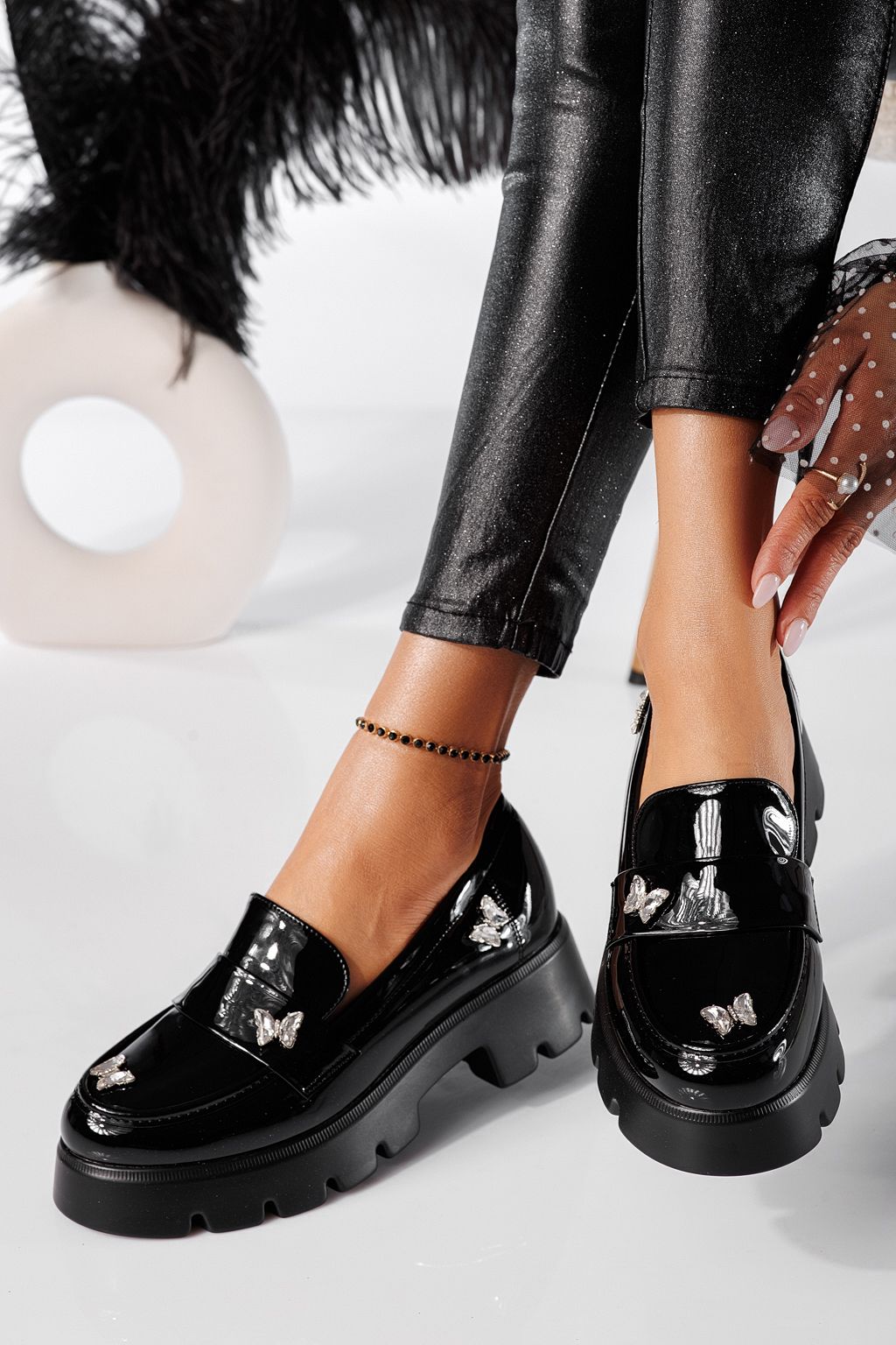 Ivi Női Alkalmi Cipő Fekete Ökológiai Lakkbőr #24436