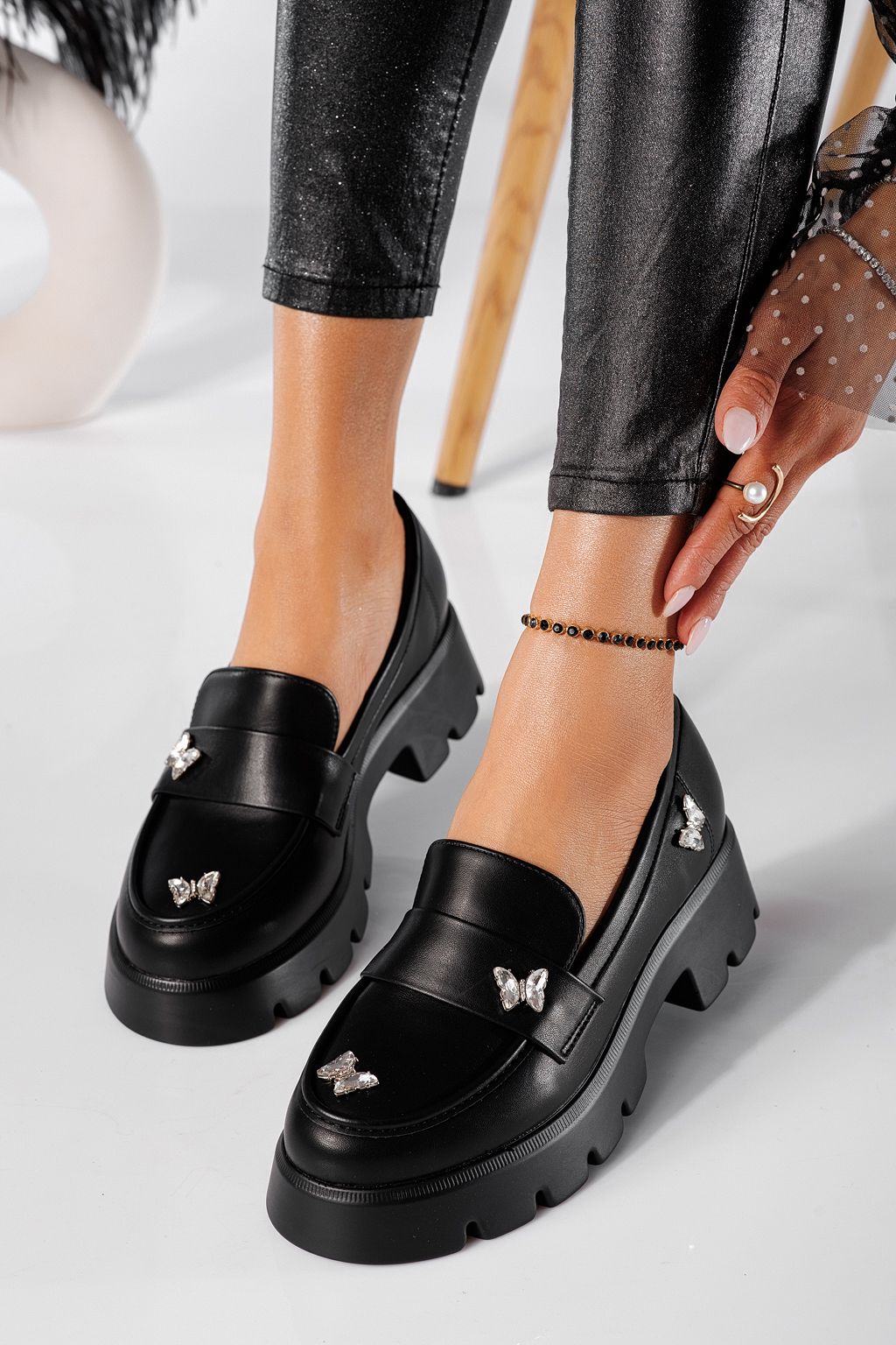 Ivi Női Alkalmi Cipő Fekete Ökológiai Lakkbőr #24437