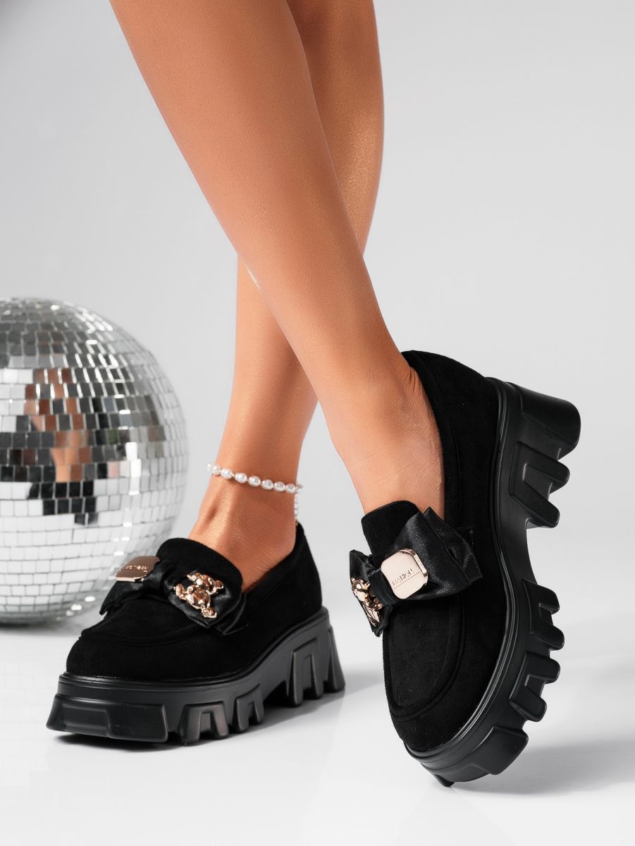 Natalia2 Női Alkalmi Cipő Fekete Velúr Ökológiai Bőrből #24480