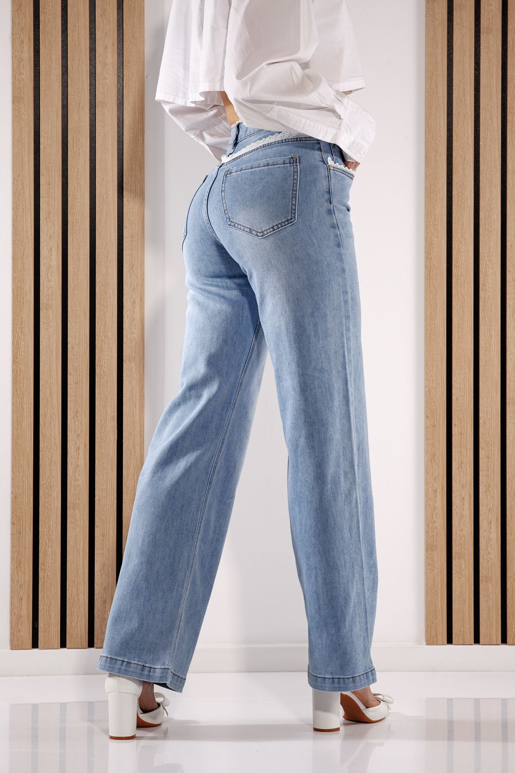 Női Wide Leg farmernadrágok Calina kék #A1386