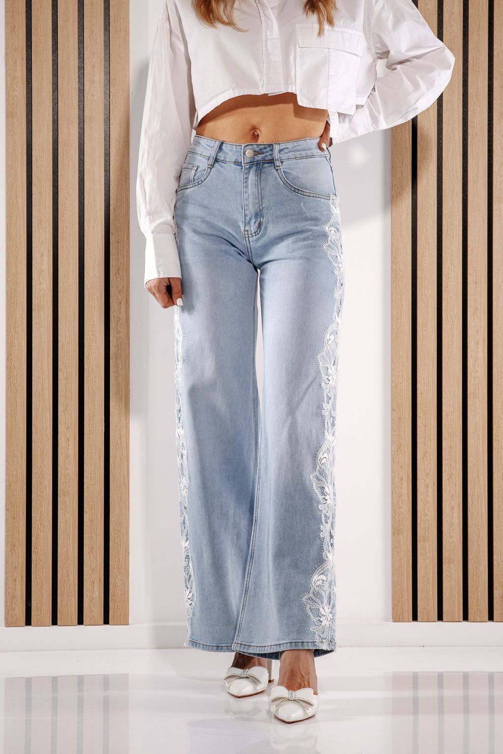 Női Wide Leg farmernadrágok Calina kék #A1385