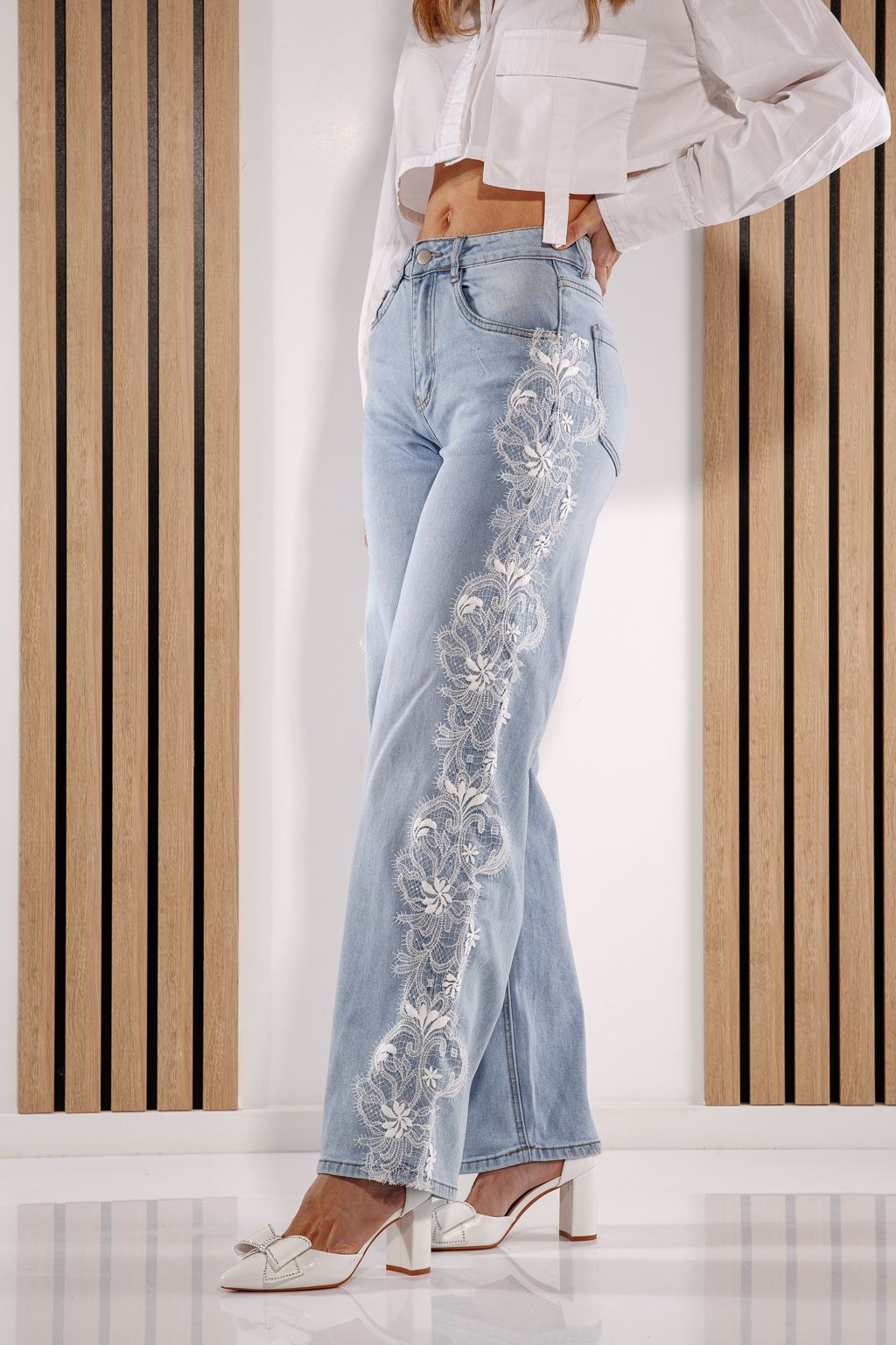 Női Wide Leg farmernadrágok Calina kék #A1385