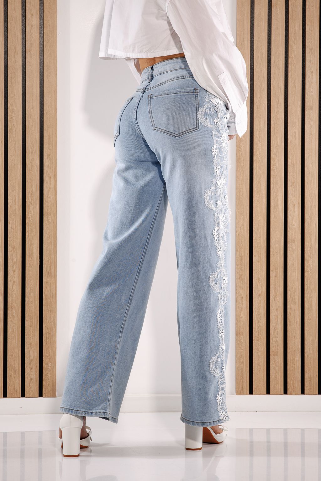 Női Wide Leg farmernadrágok Calina kék #A1385