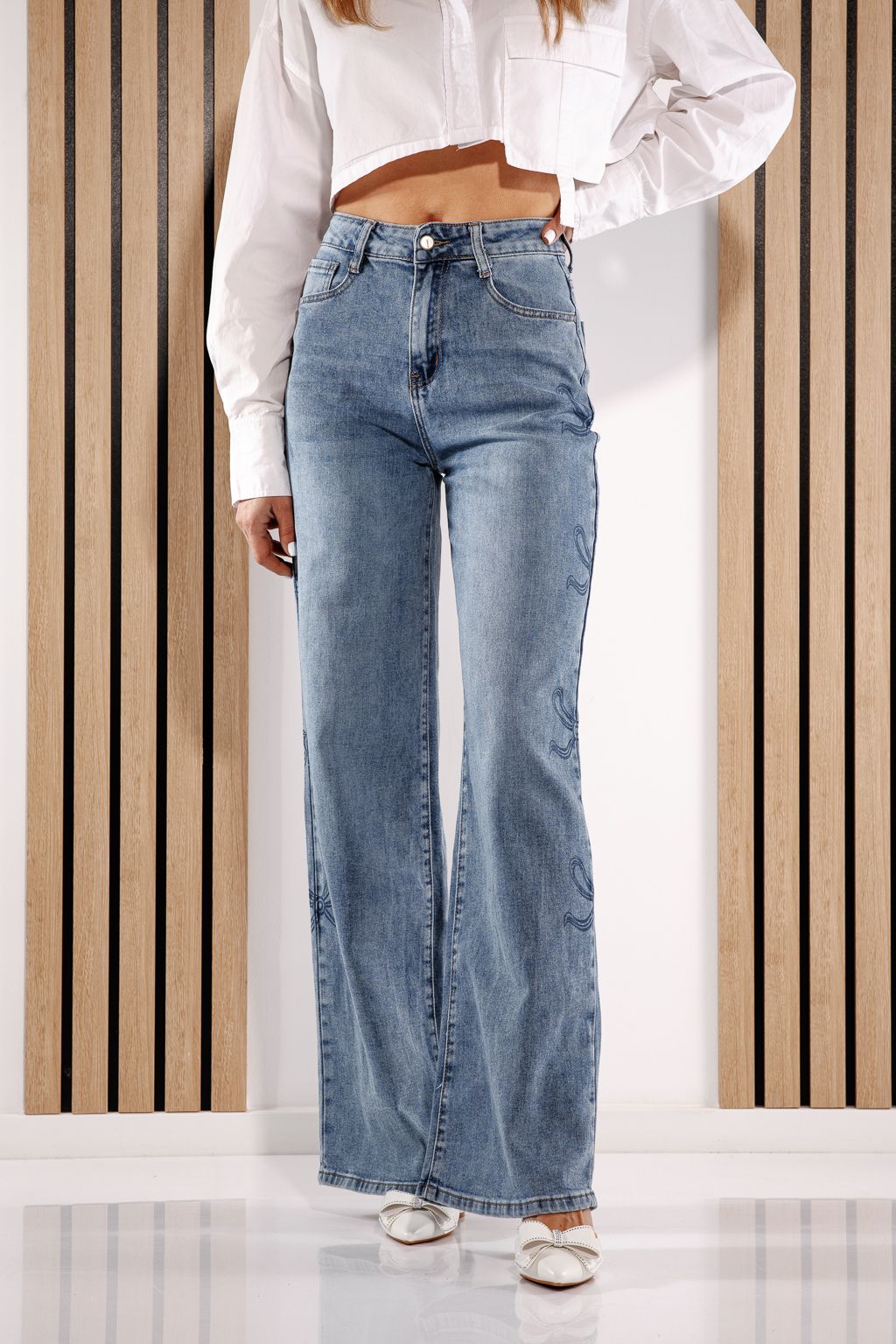 Női Wide Leg farmernadrágok Elaine kék #A1377