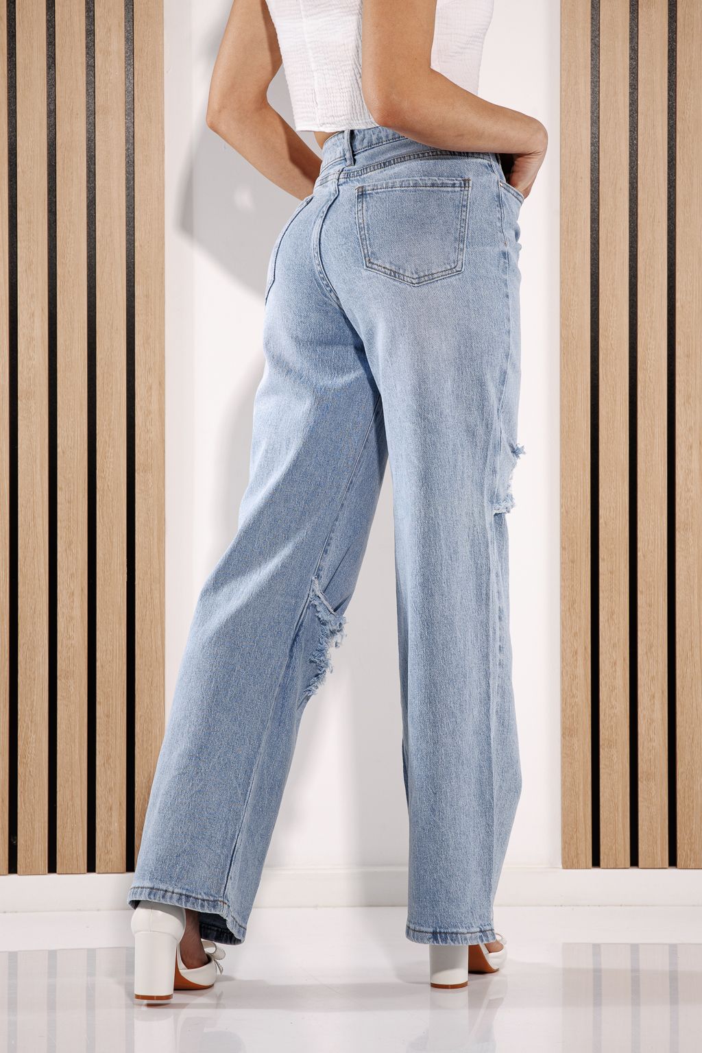 Női Wide Leg farmernadrágok Elida kék #A1378