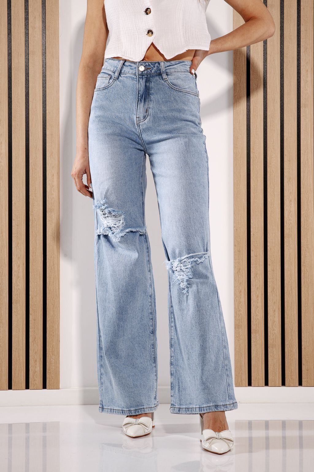 Női Wide Leg farmernadrágok Elida kék #A1378