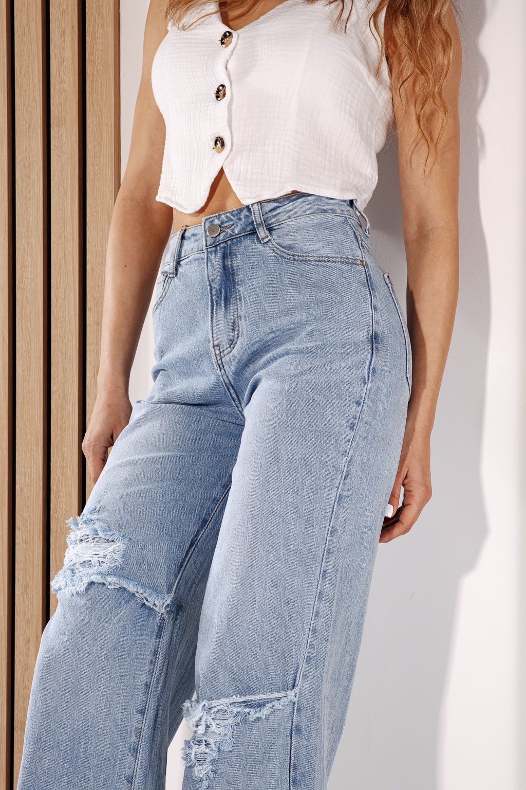 Női Wide Leg farmernadrágok Elida kék #A1378