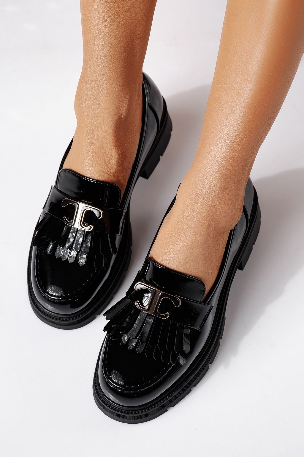 Női alkalmi cipők fekete öko bőrből készült lacuita Galia #24442