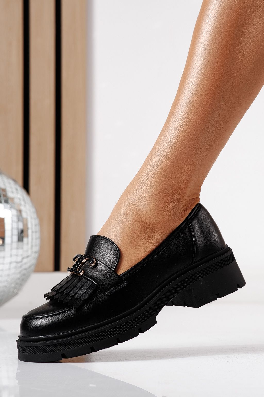 Női alkalmi cipők fekete öko bőrből készült Galia #24444