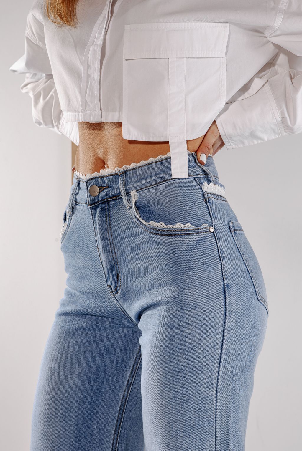 Női Wide Leg farmernadrágok Calina kék #A1386