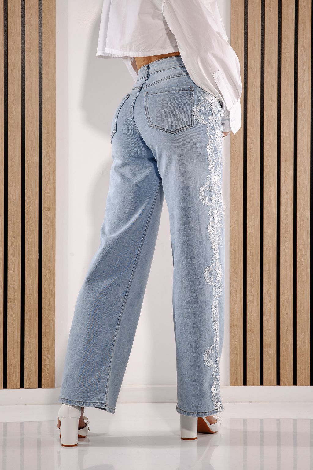 Női Wide Leg farmernadrágok Calina kék #A1385