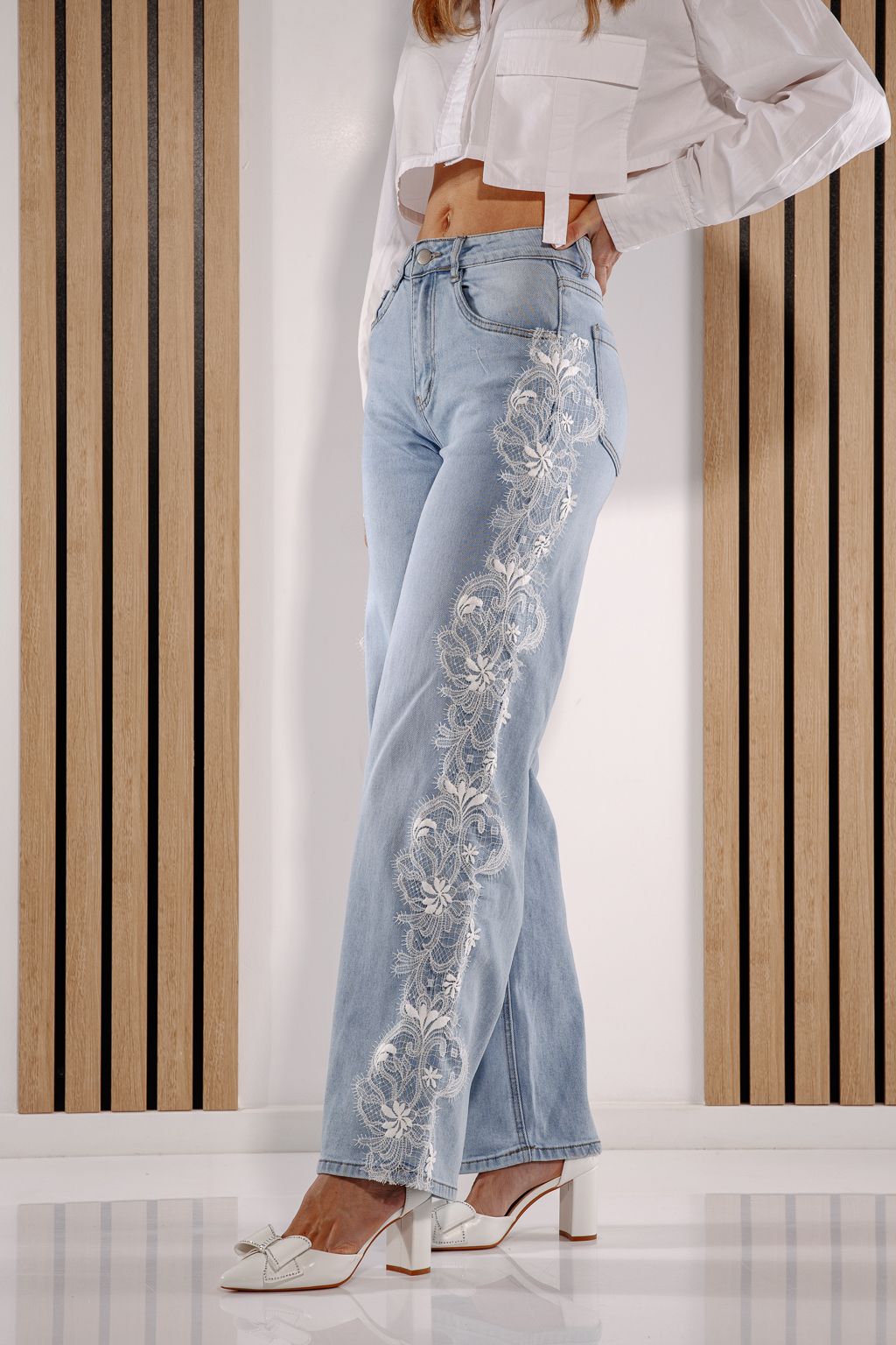 Női Wide Leg farmernadrágok Calina kék #A1385