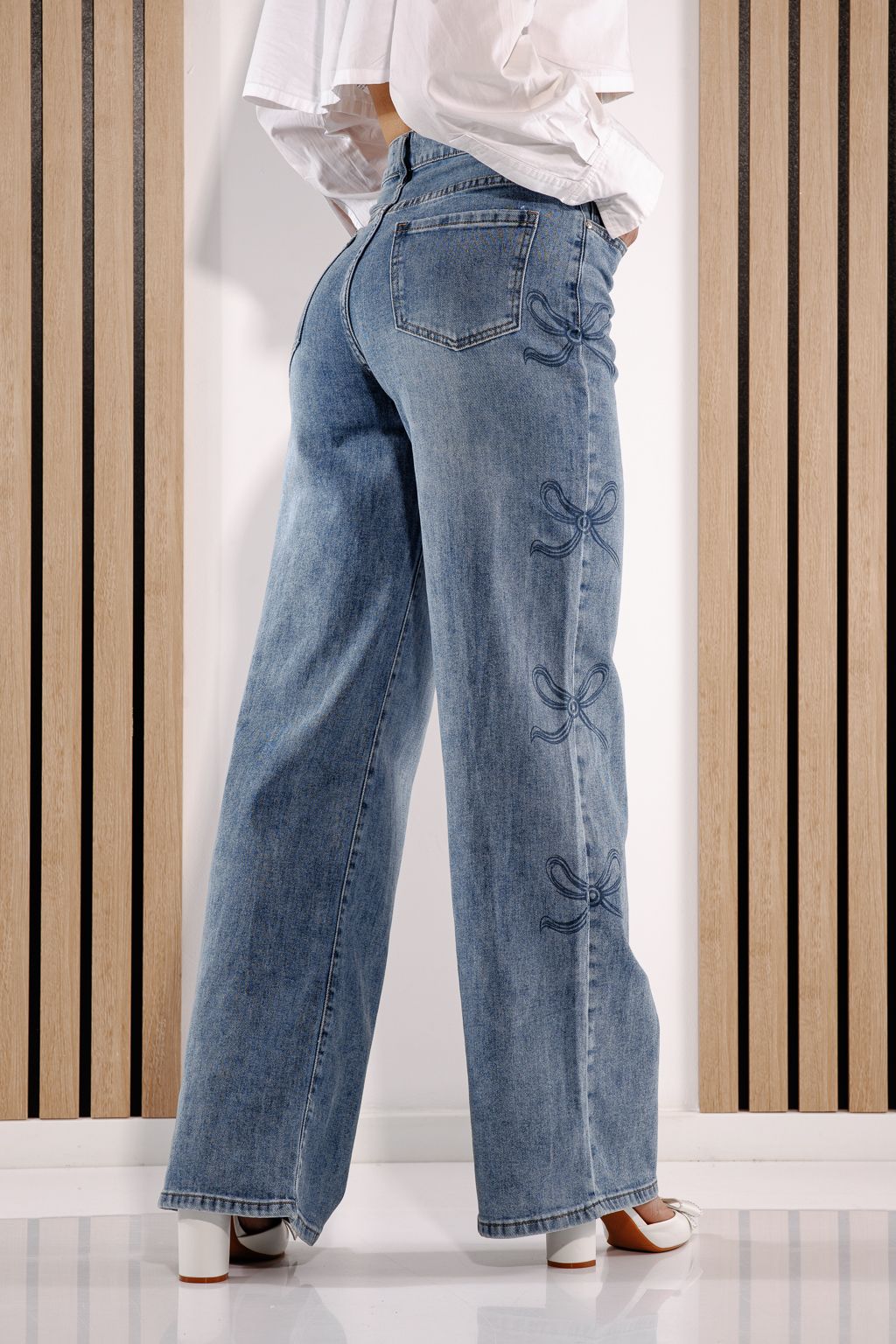 Női Wide Leg farmernadrágok Elaine kék #A1377