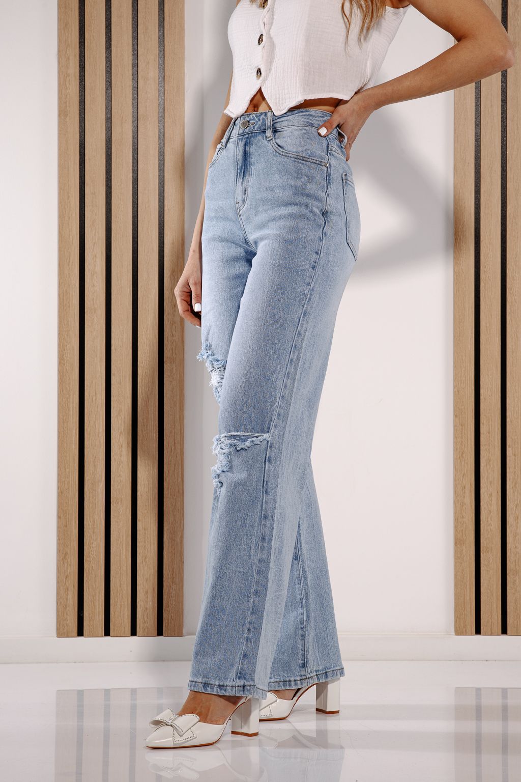 Női Wide Leg farmernadrágok Elida kék #A1378