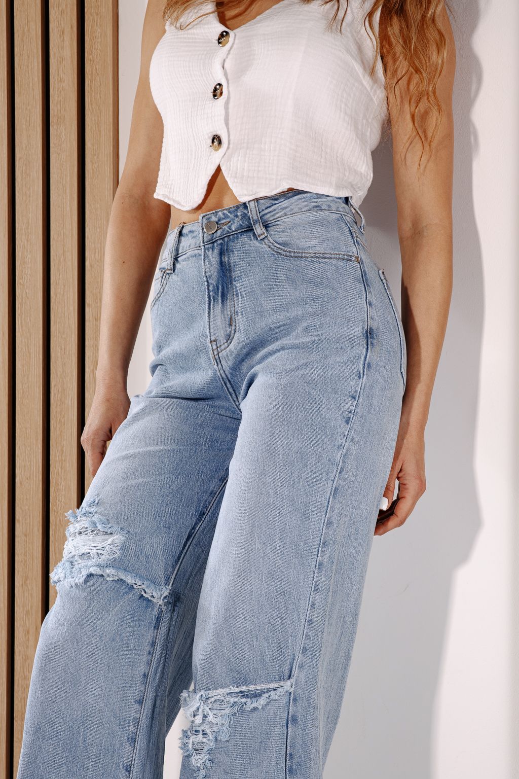 Női Wide Leg farmernadrágok Elida kék #A1378