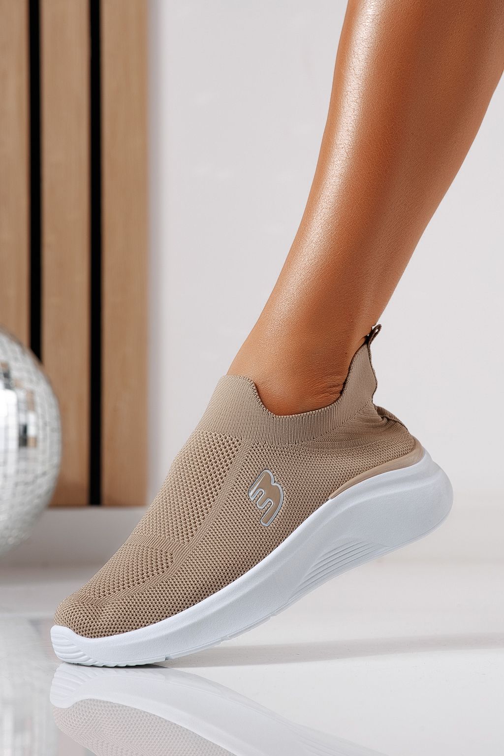 Női sportcipők khaki textil anyagból készült Alona #24458