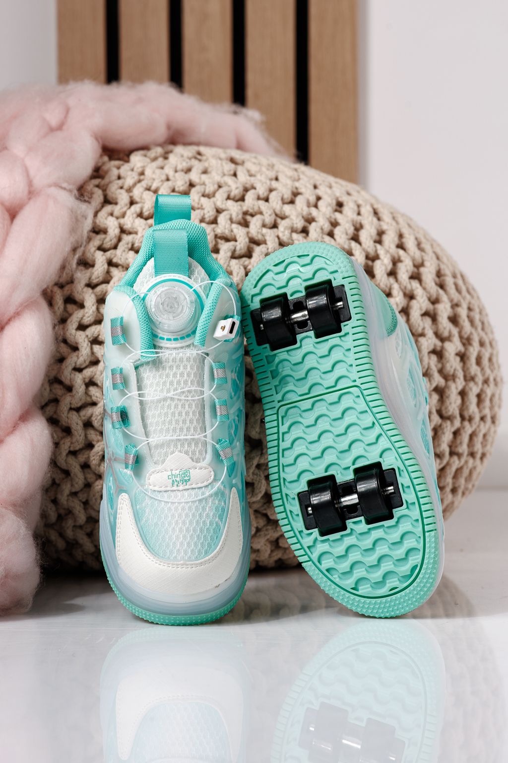 Zöld textil rollercipő Helys #24393