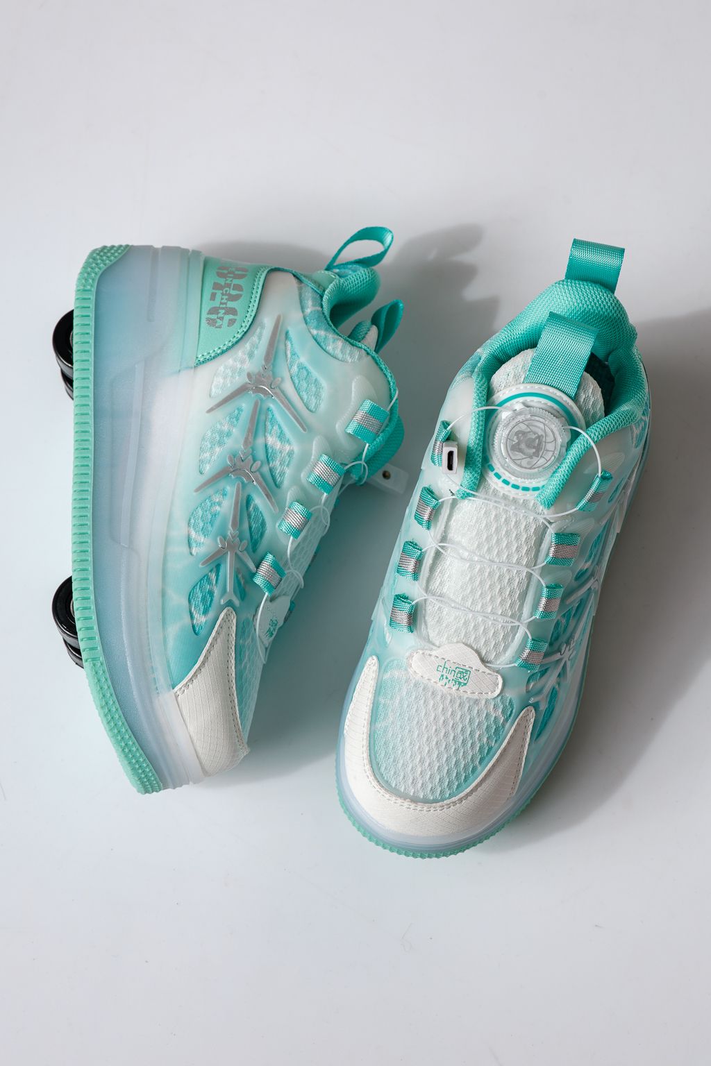 Zöld textil rollercipő Helys #24393