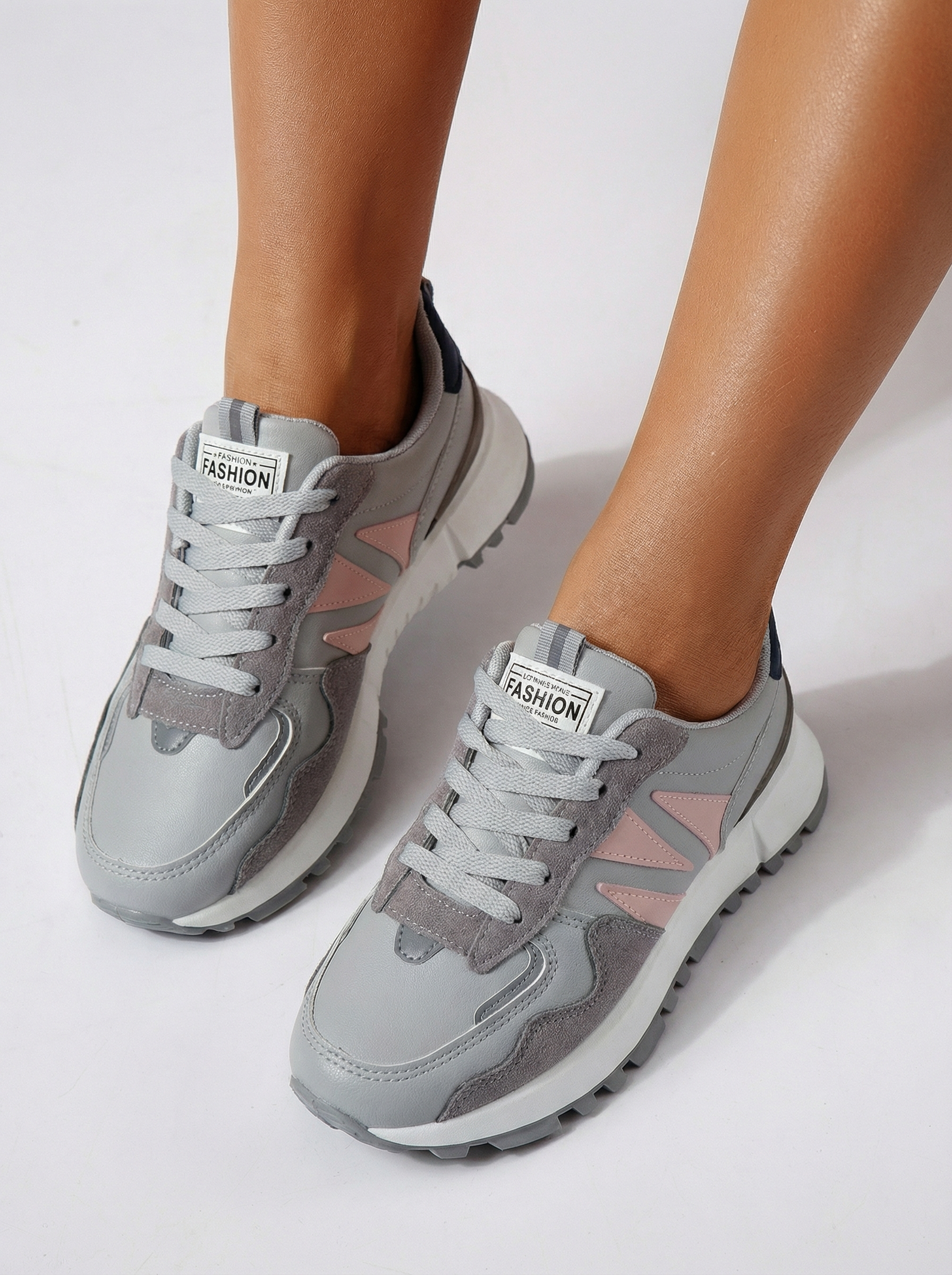 Női sportcipők szürke öko bőrből készült Kalina #24505