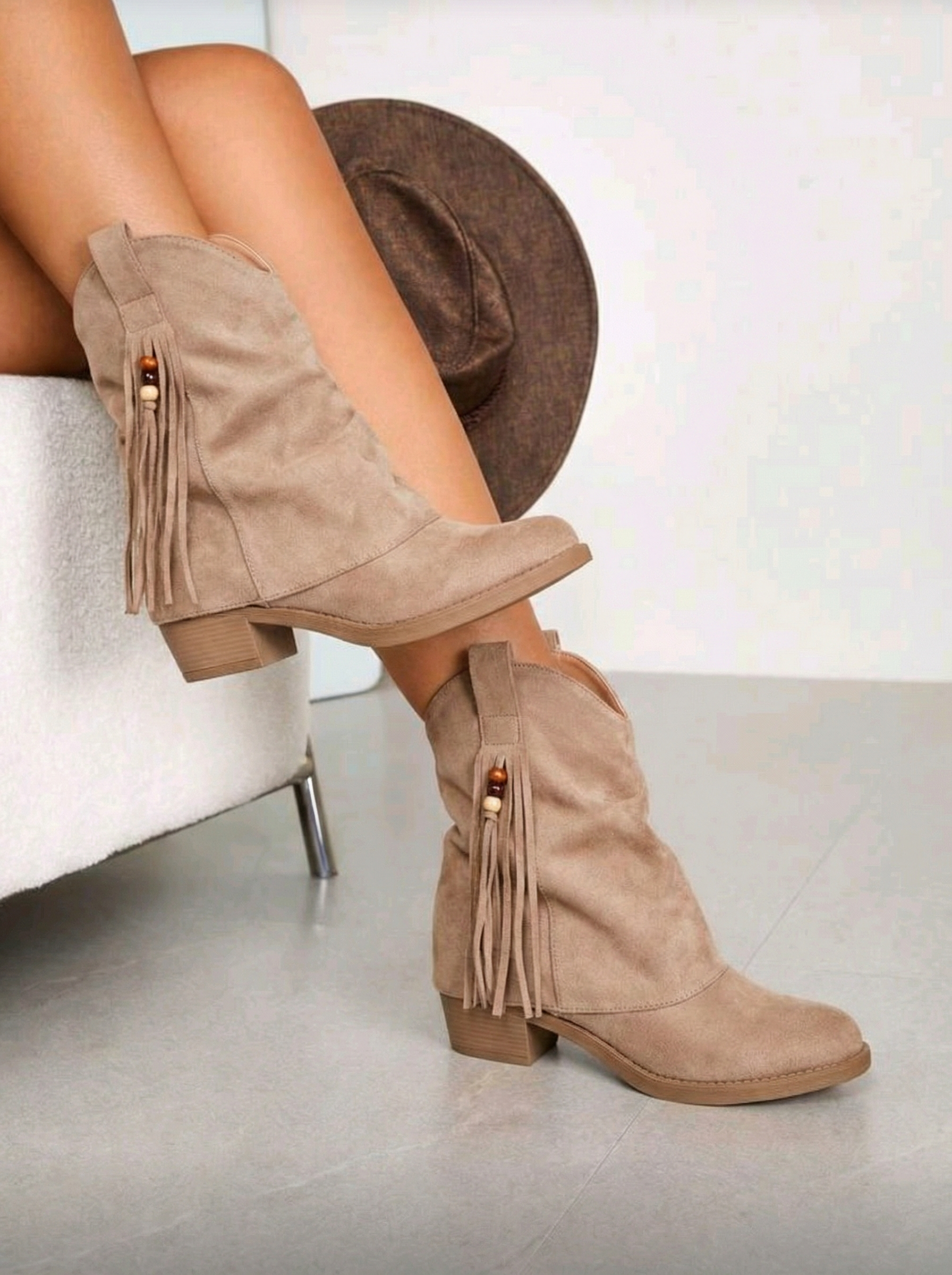 Női kalapácsok khaki öko bőrből velúrból  Aliza #24420