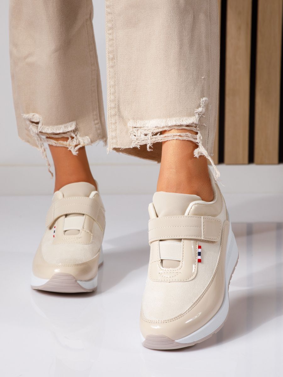 Anais Női Sportcipő cu platforma Bezs Ökológiai Bőrből #24536