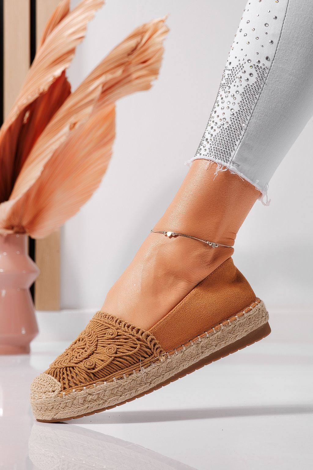 Női espadrillák barna ekobőrből Emma #24539